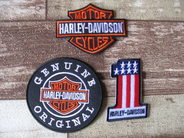 3x Aufnäher Patch Motorcycles Harley-Davidson Racing Motorradsport Biker Race GT