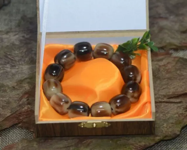 Natural Tibetan Yak Horn Bracelet To Ward Off Evil Blood Silk Buddha Beads