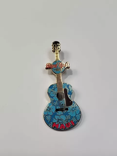 Maui Hawaii Hard Rock Cafe Trading Pin Blue Hibiscus Acoustic Guitar