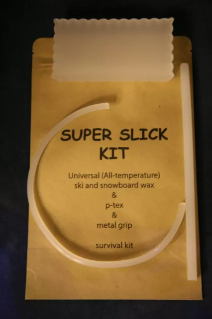 SUPER SLICK KIT 1x 66g Ski & Snowboard Wax 1x ptex 1x metal grip Clear