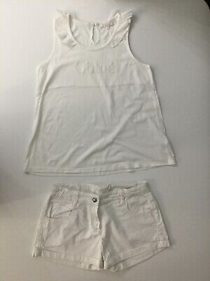 Chloe Girls Outfit Set White Top T Shirt And Shorts Age 12 Years