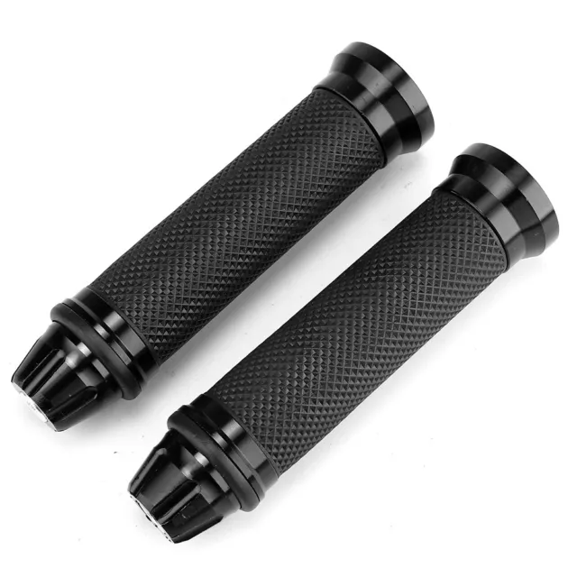 2x Universal Motorrad Roller Lenkergriffe Griff Griffgummis 22/24-25mm Schwarz 3