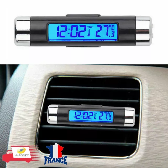 2 en1 Voiture Numérique LCD Température Thermomètre Horloge Auto Rétro-Éclairage