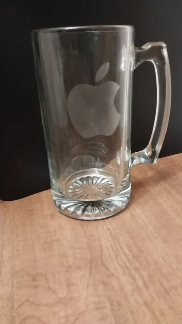 Vintage Apple Computer Etched Glass Logo MUG 3.5”opening