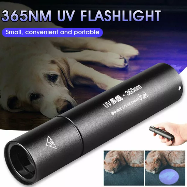 UV Flashlight Black Light Rechargeable 365nm Ultraviolet Handheld Torch