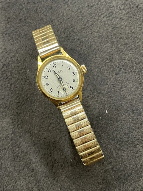 Montre Ancienne MIROMAX Mécanique 15 Rubis - Fonctionne, Bracelet Métal Doré
