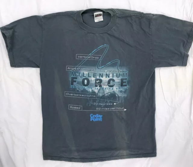 CEDAR POINT MILLENNIUM Force Roller Coaster Blue Graphic T-Shirt Men's ...