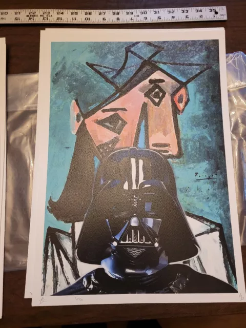 Death NYC Ltd Ed 13x24 LG Signed Graffiti Pop Art Print. PICASSO DARTH VADER Coa