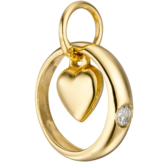 JOBO  "47170" Kinder Taufring mit Herz 333 Gold Gelbgold 1 Zirkonia Taufanhänger
