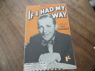 VINTAGE ORIGINALE SPARTITO 1940 se DIPENDESSE Bing Crosby 