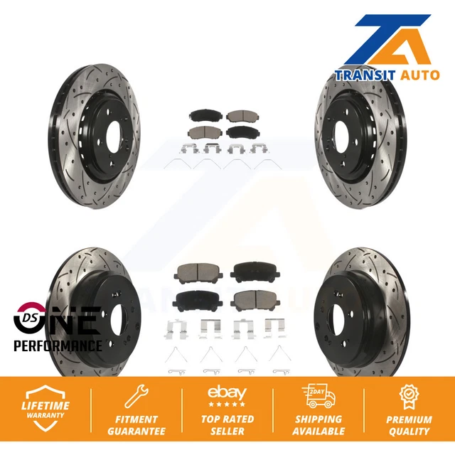 Front Rear Drilled Slot Brake Rotors Ceramic Pad Kit For 2015-2017 Honda Odyssey