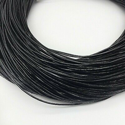 5 Yards Black Genuine Round Cowhide Leather Cord Bracelet String 1mm 1.5mm 2mm