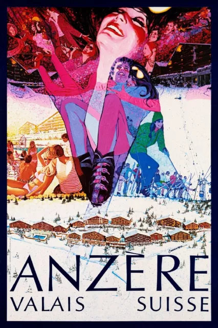 ANZèRE VALAIS SUISSE Rohq - POSTER HQ 40x60cm d'une AFFICHE VINTAGE