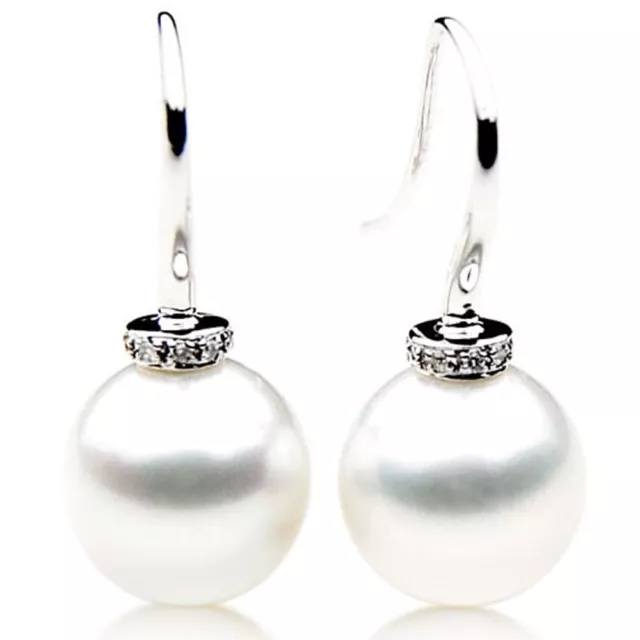 14 mm South Sea Pearl Earrings White Gold Pacific Pearls® Easter Gifts For Wife