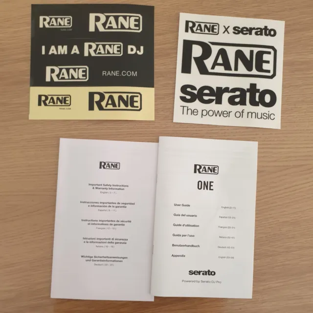 User Guide Rane One Dj Pro Serato + set of 2 Stickers the power of music
