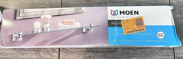 Estante de vidrio transparente níquel cepillado MOEN Retreat montaje en pared DN8390BN