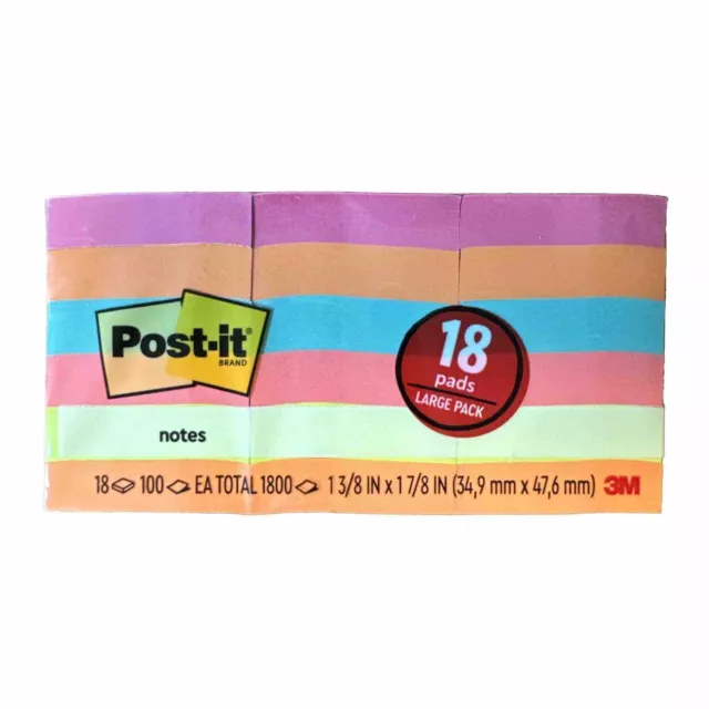 Post-it Notes Large Pack 1 3/8" x 1 7/8" Poptimistic Collection 18 Pads/Pack 3M