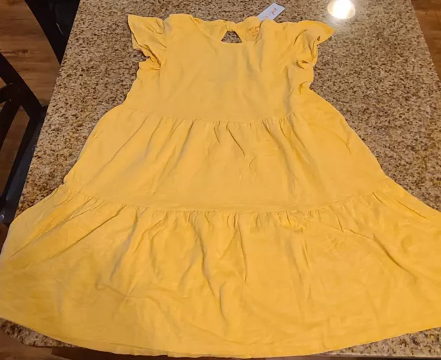 Girls' Wash Knit Tiered Short Sleeve Dress - Cat & Jack Mustard Yellow XXL