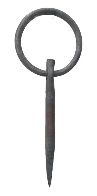 Antique Heavy Hook Wrought Iron Tethering Ring Pin Meat Beam Game Hooks