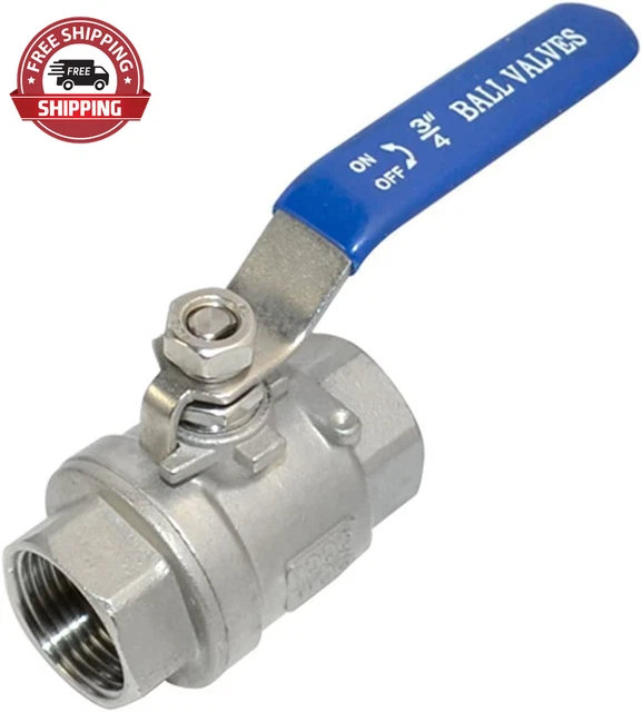 3/4" NPT Female 316 Stainless Steel Full Port Ball Valve Vinyl Handle