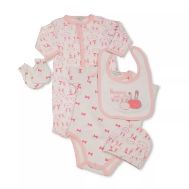 Baby Girls Clothing Layette Gift Set Pink White, Nursery Time Wholesale 6 Pack