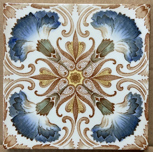Antique England - Transfer Victorian Majolica Tile C1900