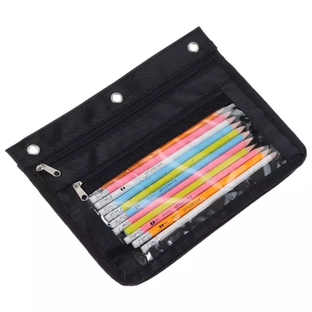 Expandable School Zipper Home 3 Ring Binder Pencil Pouch Office