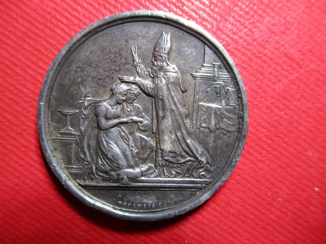 Belle Médaille De Mariage En Argent - 30 Mm - Poinçon Main - Pingret F. - 1856
