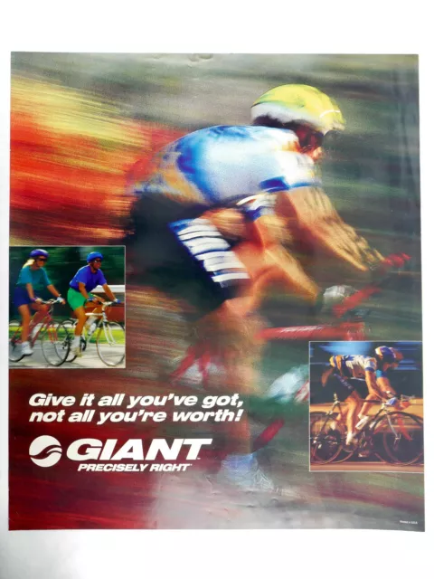 Giant Mountain Bike Poster Original from 1980s Vintage MTB  26" x 30" NOS