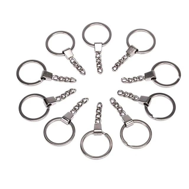 10pcs Polished Silver Keyring DIY Keychain Short Chain Split Ring Key R;;i