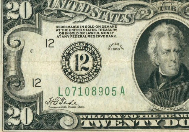 $20 1928 (( San Francisco )) Federal Reserve Note DAILY CURRENCY AUCTIONS