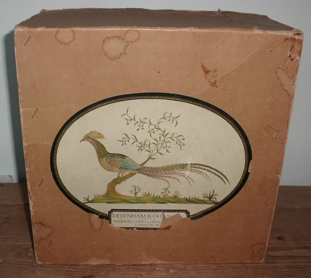 Box Cappello Vintage Debham & Freebody Paacock Image Cartone Quadrato 12X12 Pollici