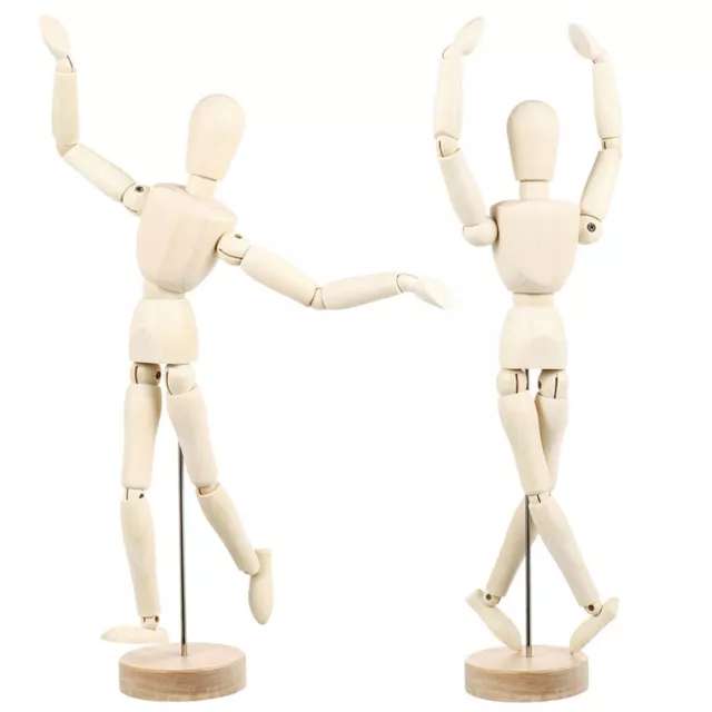 FOMIYES Articulated Hand 2 Pcs Wooden Manikin Mannequin with Stand-IF