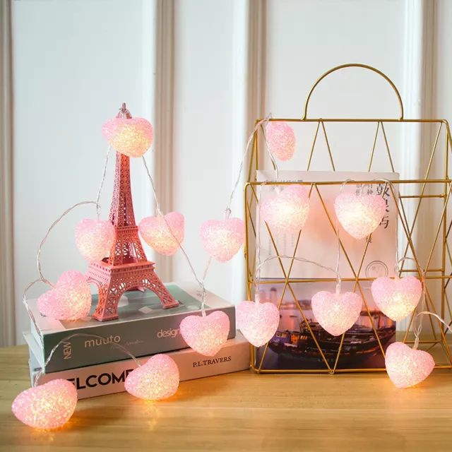 10/20 LED Heart Fairy Lights Battery Operated Home Decor Wedding Lighting