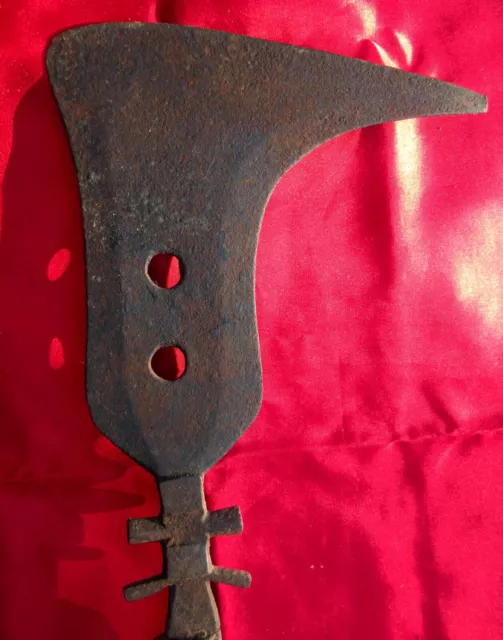 Old Antique African Congo Hand Forget Mangbetu Sicle Knife Dagger Wooden Handle
