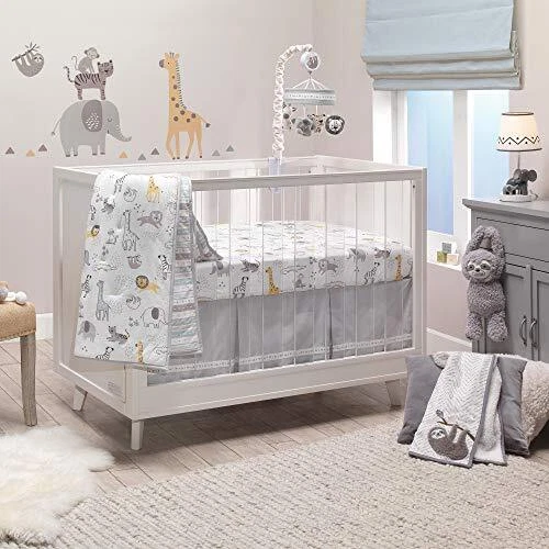 Animal Jungle Cotton Jersey 4-Piece Crib Bedding Set - Multicolor