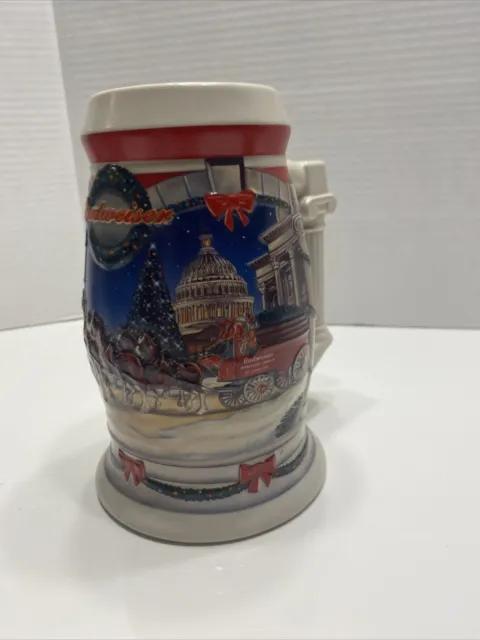 Budweiser Holiday At The Capitol Stein 24 oz Christmas Clydesdale Christmas 2001