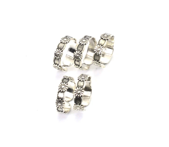 WHOLESALE 5PC 925 SOLID STERLING SILVER PLAIN TOE ADJUSTABLE RING LOT s478