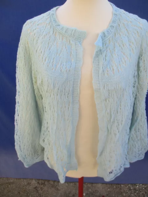 Gilet pull cardigan en laine ? bleu ciel Christian Dior vintage