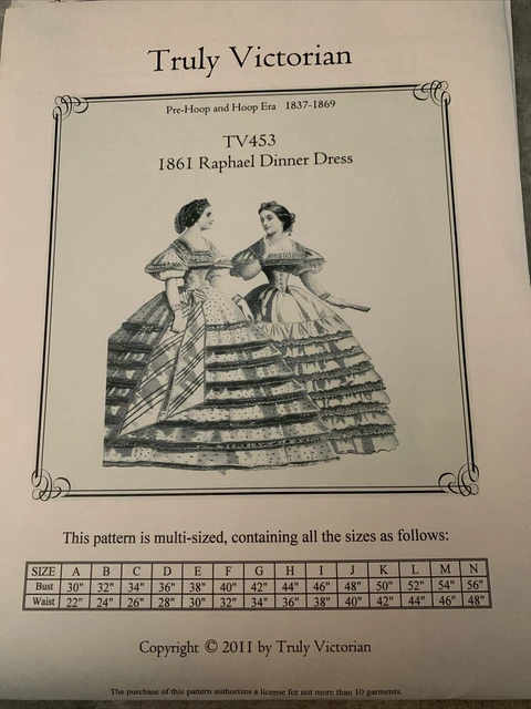 Victorian sewing pattern for 1860' Formal Dinner Dress TV453 Truly Victorian