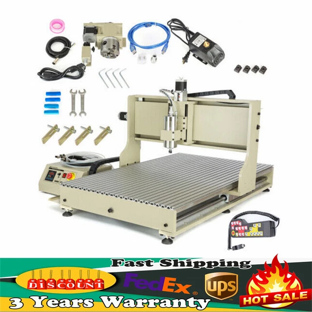 USB 2.2KW CNC 6090Z Router 4 Axis Engraver Wood Milling Machine with Controller