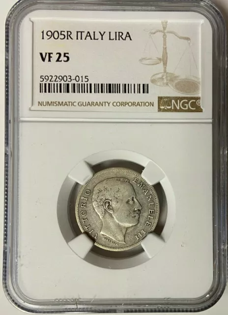Italy Lira 1905 R - Ngc Vf 25 3