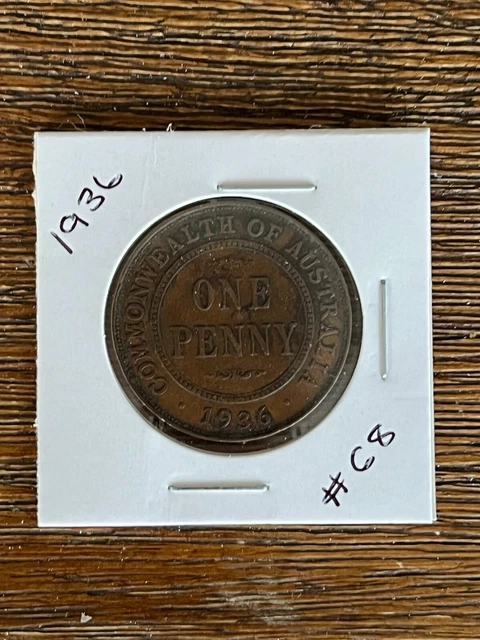 🔑 1936 Penny Melbourne Australia🔑Early Date King George V #G8🔑