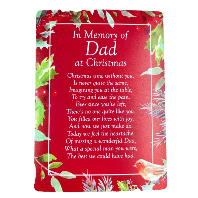 Wonderful Dad Robin Christmas Memorial Remembrance Verse Plastic Grave Card