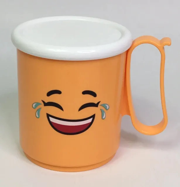 Tupperware HAPPY EMOJI Mug Orange W/ Lid Stackable Mood Cup