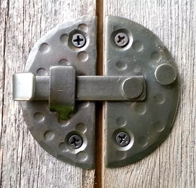 Handmade 2.9" Round Cabinet Door Latch Black Antique Iron Cupboard Decor Lock