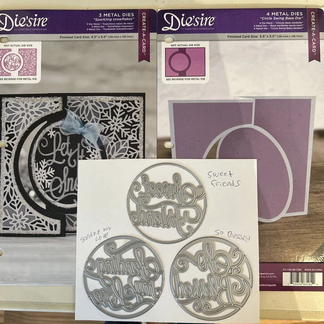 Juego de bases oscilantes Crafters Companion Die'sire Die Circle + copos de nieve brillantes +++