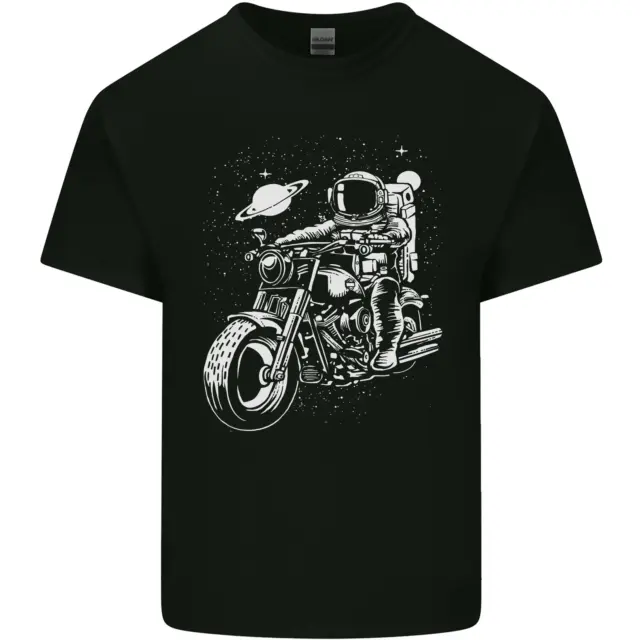 T-shirt da uomo in cotone Space Biker Astronaut on a Motorcycle Space