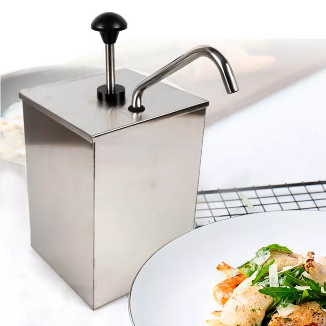 4L Sauce Dispenser Pump Squeeze Condiment Dispensing Single Head Stainless Steel