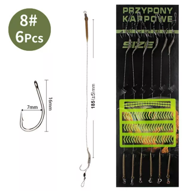 Practical Carp Fishing Hair Rigs with Thread Braid Line and Curved Barb Hooks